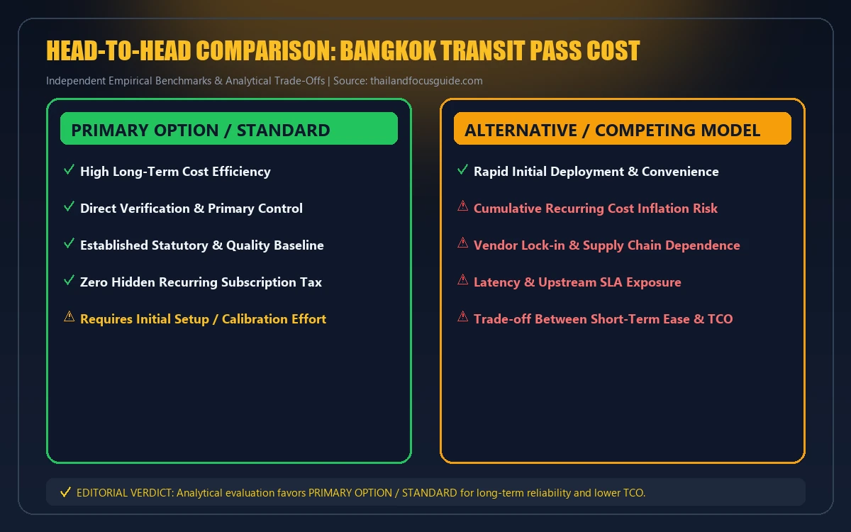 Head-to-head comparison matrix for Bangkok transit pass cost