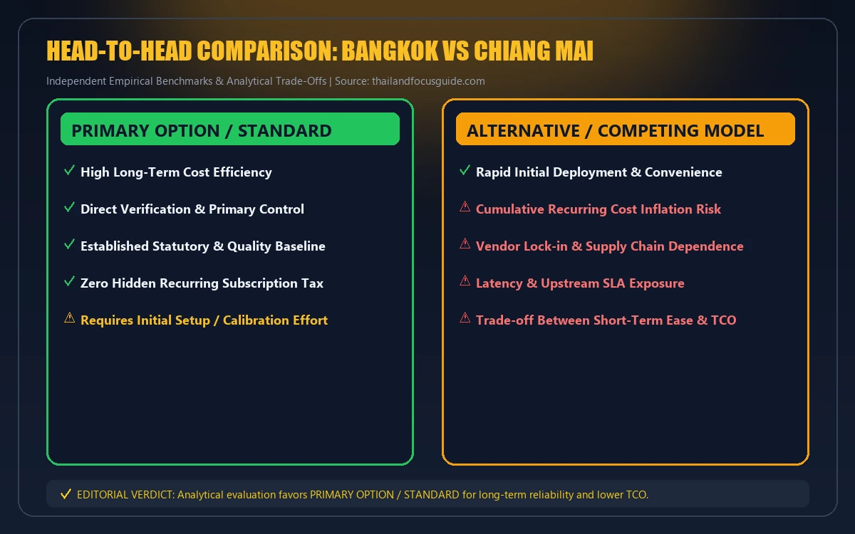 Head-to-head comparison matrix for bangkok vs chiang mai