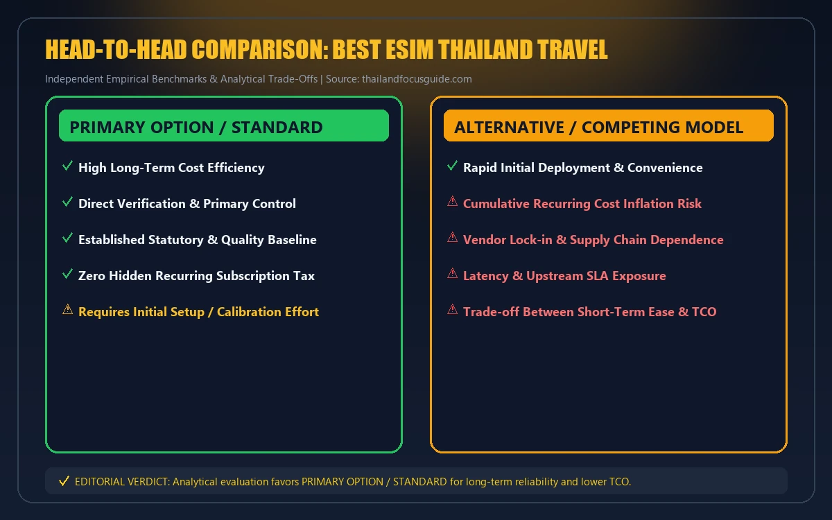 Head-to-head comparison matrix for best esim thailand travel