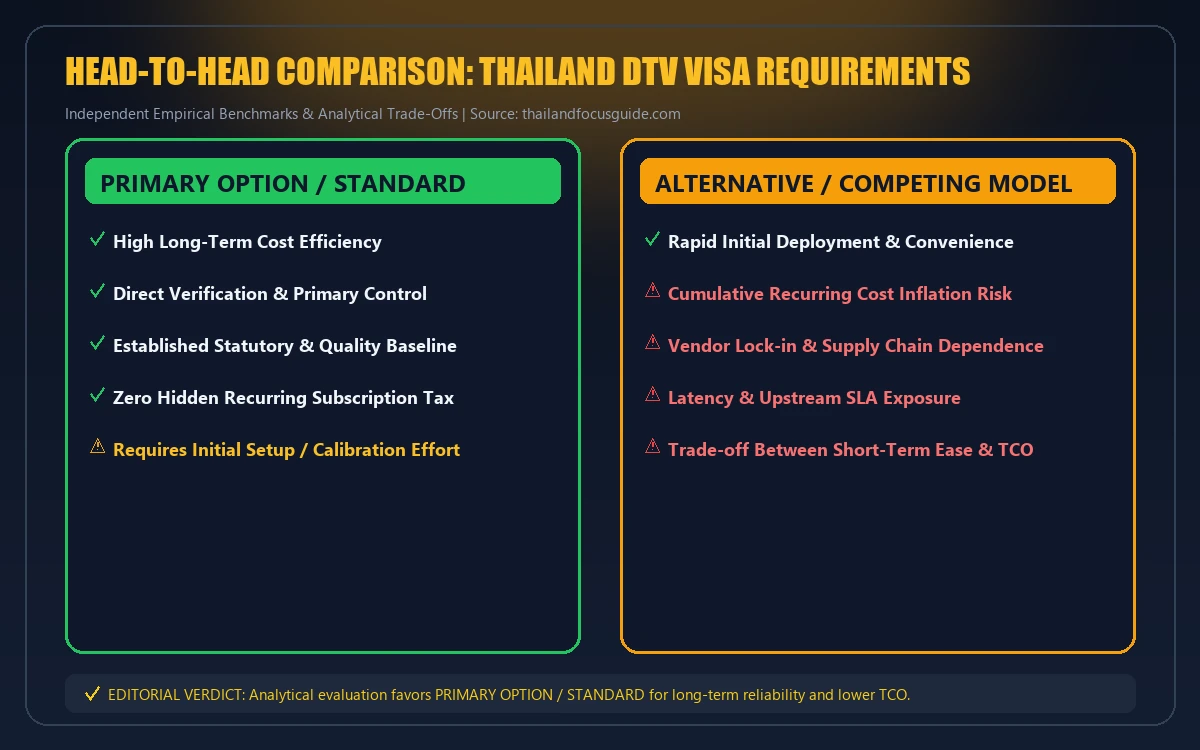 Head-to-head comparison matrix for thailand dtv visa requirements